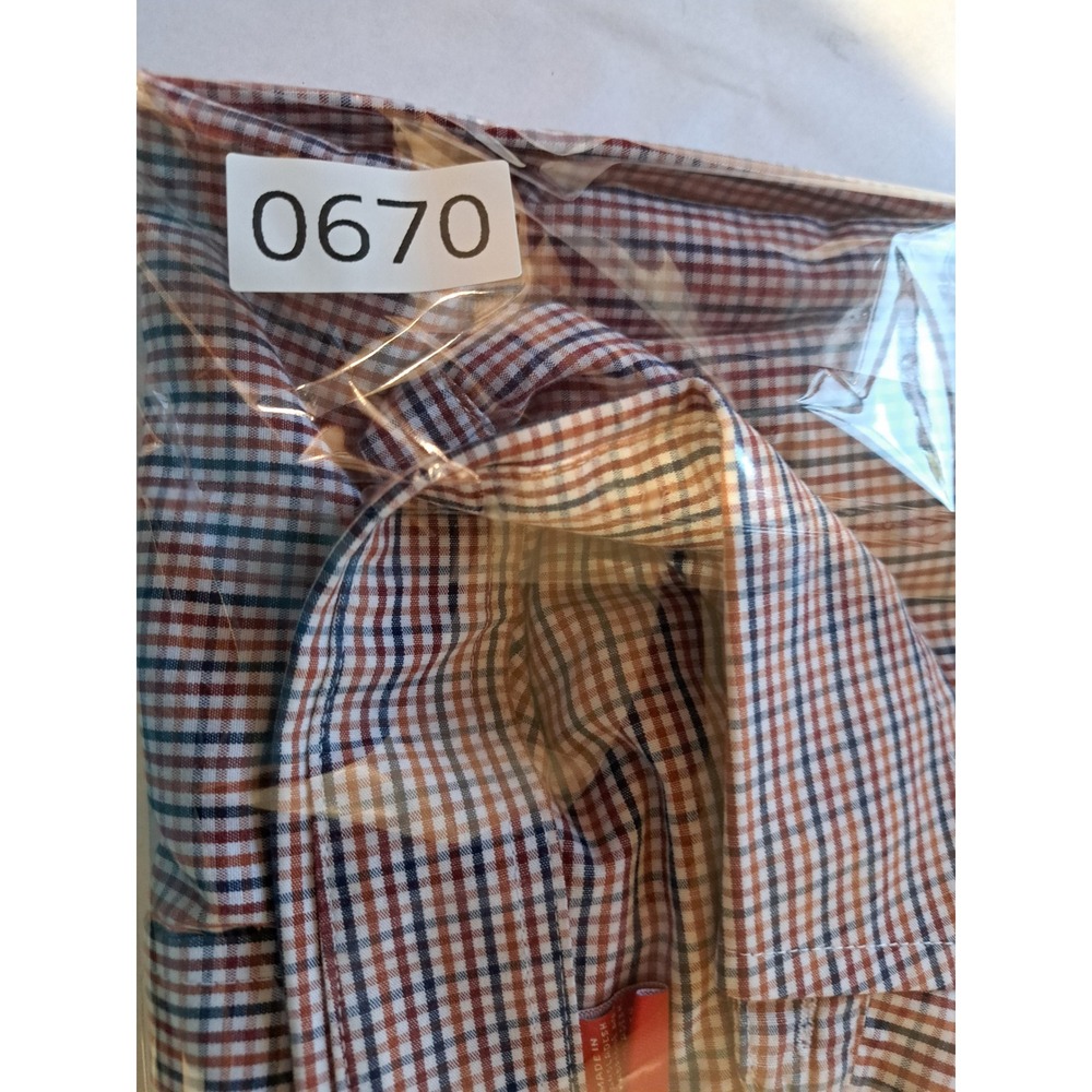 IZOD Mens 4XL Long Sleeve Check Button Down Shirt Red Blue‎ White Plaid Big Tall - Picture 9 of 9